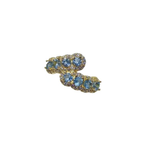 Aquamarine Unique Encircling Ring With Pavé Diamonds