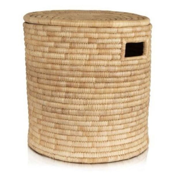 Brown Plant Fiber Round Laundry Basket
