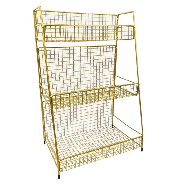 Home Multi Use Triple Tier Mesh Metal Storage Organiser Rack - 45cm