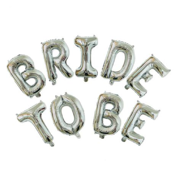 Bride To Be Foil Balloon Set - 9pc 16inch Letters for Bachelorette