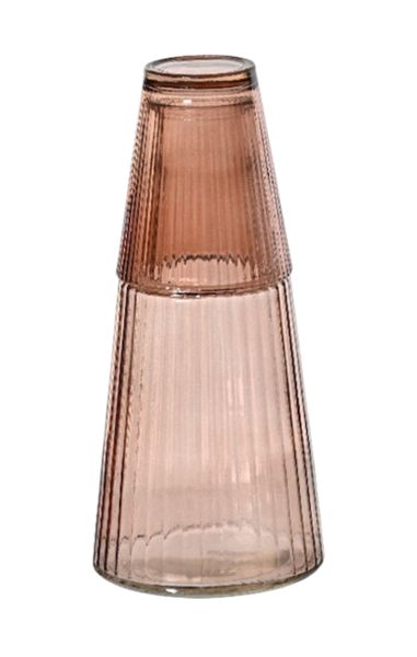 Ribbed Glass Carafe &amp; Cup Set - 800ml Carafe + 250ml Cup