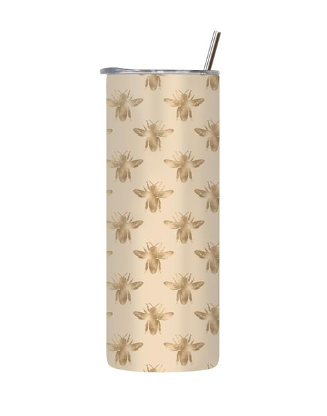 Bee-4 20 Oz Tumbler with Lid Straw Trendy Bees Pattern Graphic Present 209