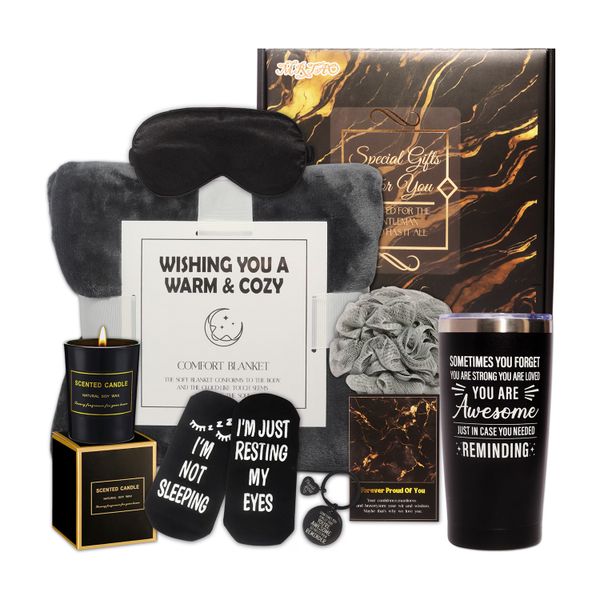 12 Piece Relaxation Spa Gift Set Self-Care Bath Gift for Men with Blanket