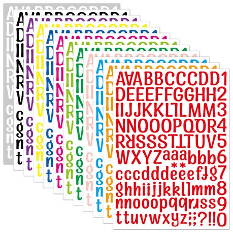 16 Sheets of Alphabet Stickers Self-adhesive Numbers Letter Stickers  Scrapbook DIY Decals 