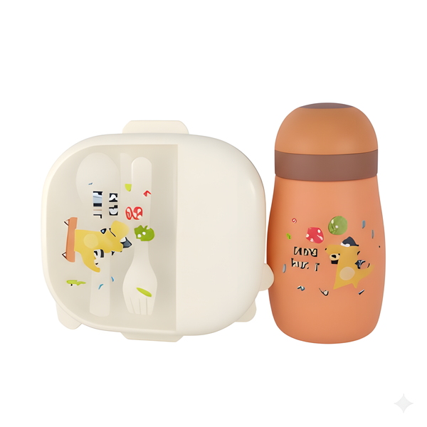 Dinosaur Theme Kid's Lunch Box &amp; Flask Set - Perfect for School