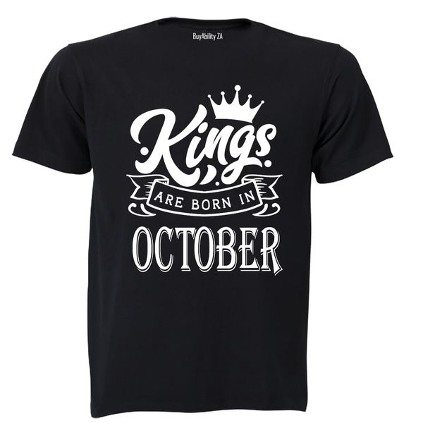 Kings Are Born in October - Mens - T-Shirt - White