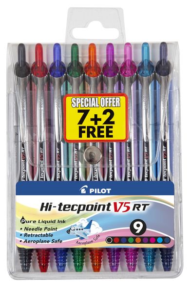 Pilot BX-RT Hi-Tech Liquid Ink Pens - Wallet of 9 Assorted