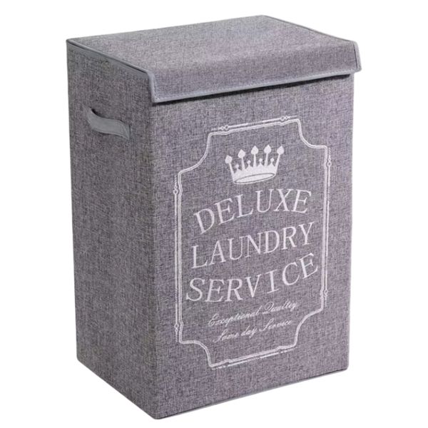 75lt Laundry Basket - Cotton Linen - Grey