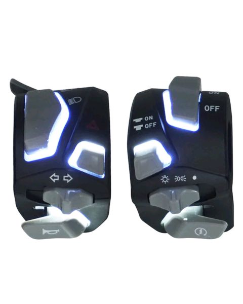 Switch Headlight Warning Light Turn Signal Horn Start Kill Button With LED
