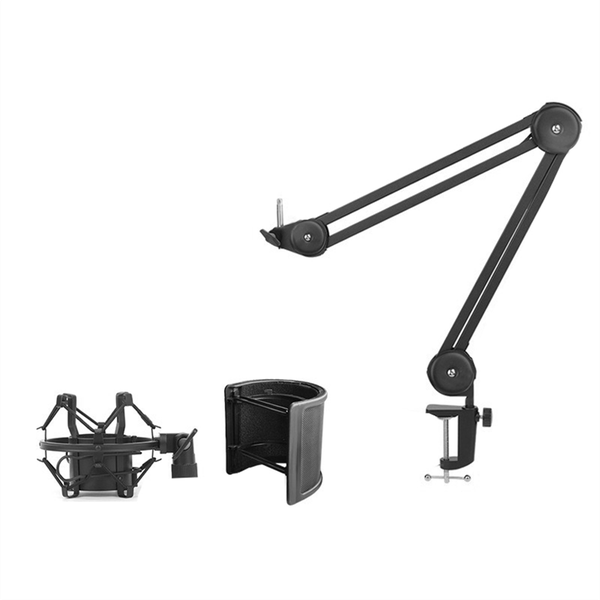 Mic Arm Stand Adjustable Suspension Boom Scissor Arm Stand Black