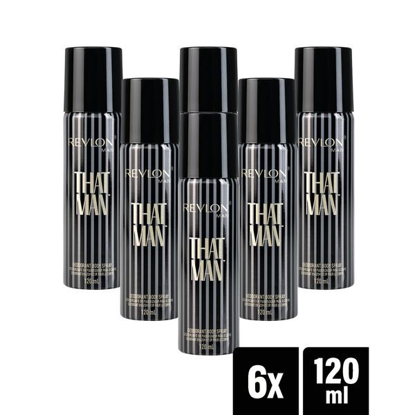 Revlon That Man Perfumed Deodorant Body Spray - 6 x 120ml