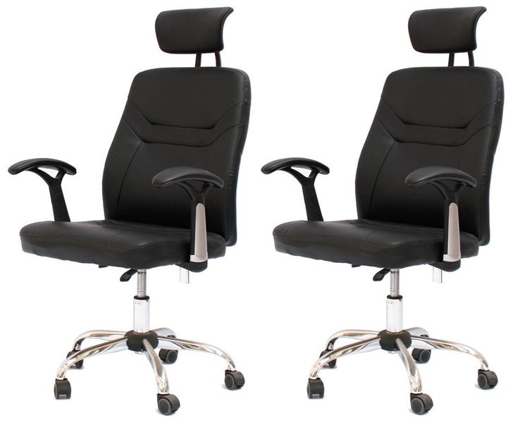 Office Chairs - PU / Faux Leather with Headrest - 2 Pack