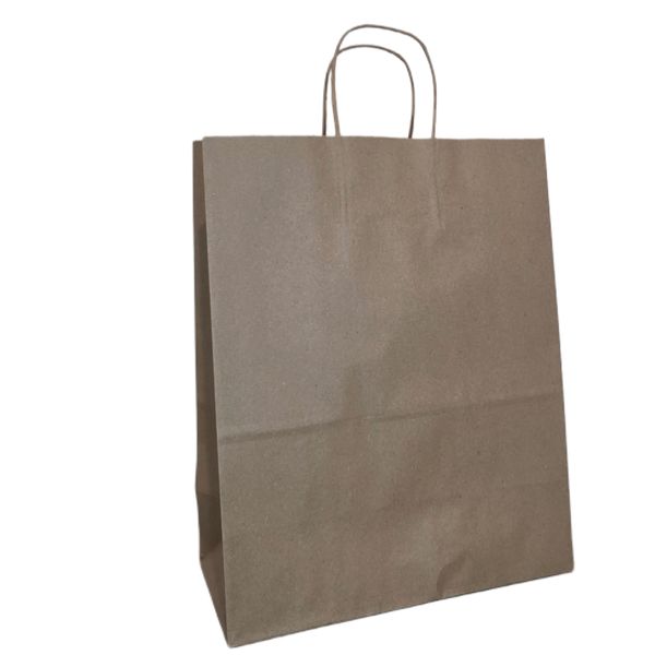 Reusable Large Kraft Bag with Twist Handles - 120gsm Gusseted - 50 Pack