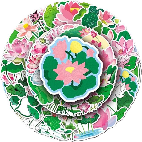 100 PCS Lotus Stickers for Boys Girls Teens,Waterproof Vinyl Stickers