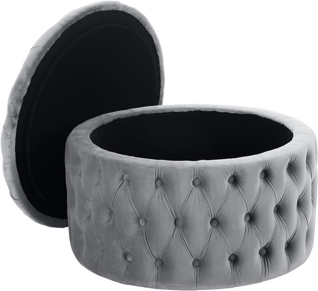 Liane Round Deep Button Ottoman w/ Storage Box