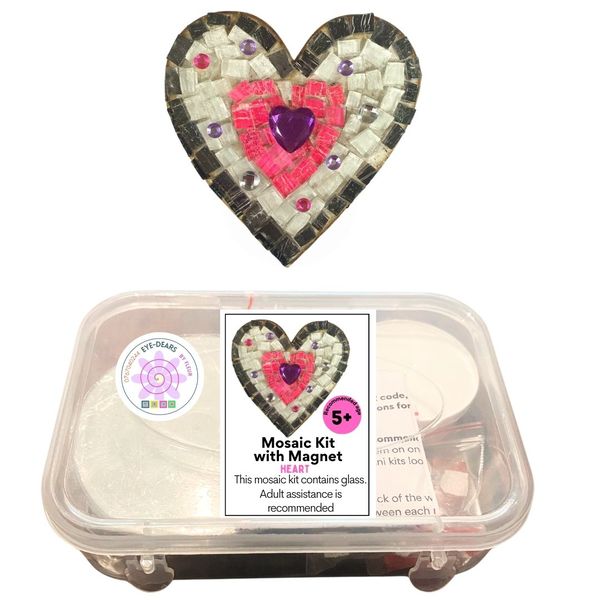 Mosaic Craft Kit with Magnet - Heart Pink &amp; Purple (small)