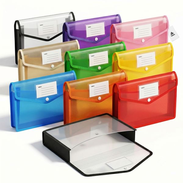 Topika - A4 File Folder, Snap Closure, Water-Resistant, 10Pcs