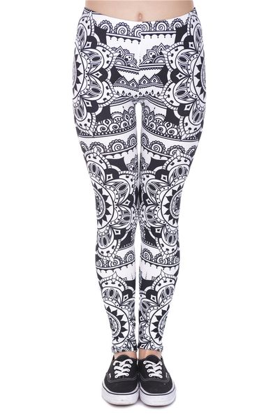 LaLa Leggings (White On Black Mandala)
