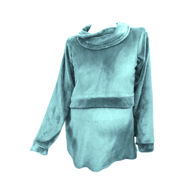 Maternity/Nursing - Fleece Cowl Neck Jacket - Up to 6XL - Teal