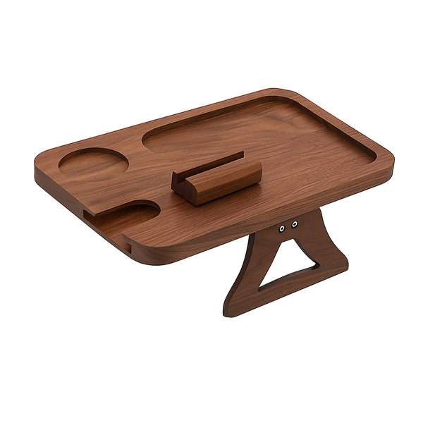 Wooden Sofa Armrest Serving Tray-Hold Wine glass