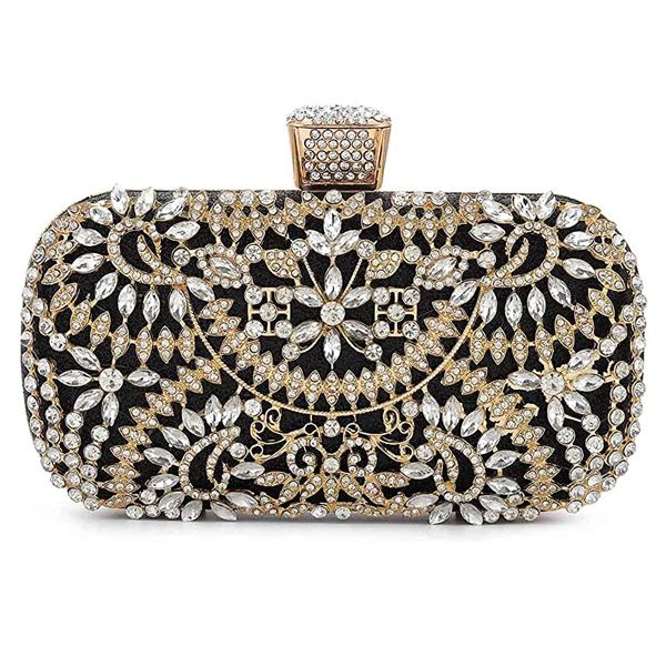Women Crystal Evening Wedding Bridal Clutch Bag