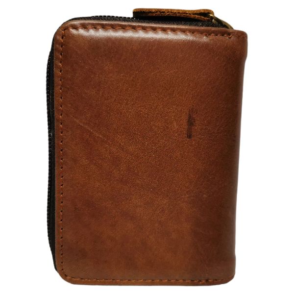 Men's Genuine Leather Zip Around Card Holder for 11 Cards