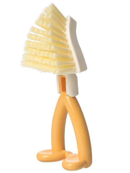 Funny Standing Dish Brush with Sturdy Nylon Bristles - Yellow