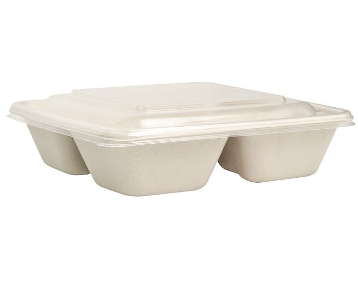 Biodegradable Prep 4 Compartments With Lids- Set Of 10