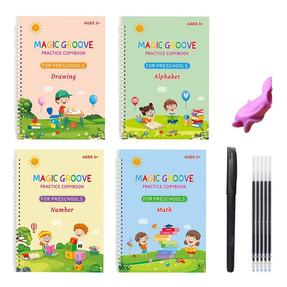 Grooved Writing Books for Kids,Magic Practice Copybook, Reusable  Handwriting Practice Book Calligraphy Gift Box,Preschool Tracing and  Learning
