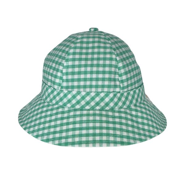 Teal Baby &amp; Toddler Sun Hat Gingham Plaid Checke image