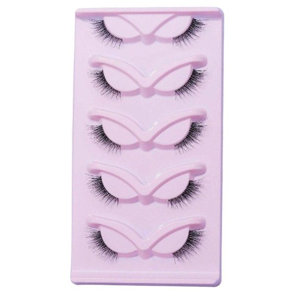 5 Pairs - Natural Faux Mink Eyelashes With Fluffy &amp; Wispy Design - Black