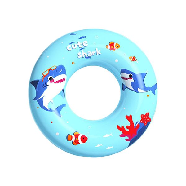 Kids Swimming Float Ring (Monster/Shark Pattern, White/Light Blue) -1 Piece