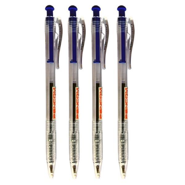 Pencom - OG14 Oil Gel 0.7mm Blue Retractable Pen Pack of 4