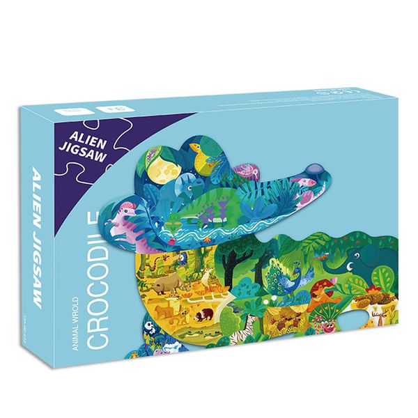 Animal-Shaped Educational Puzzle for Children - Crocodile (154 pieces)