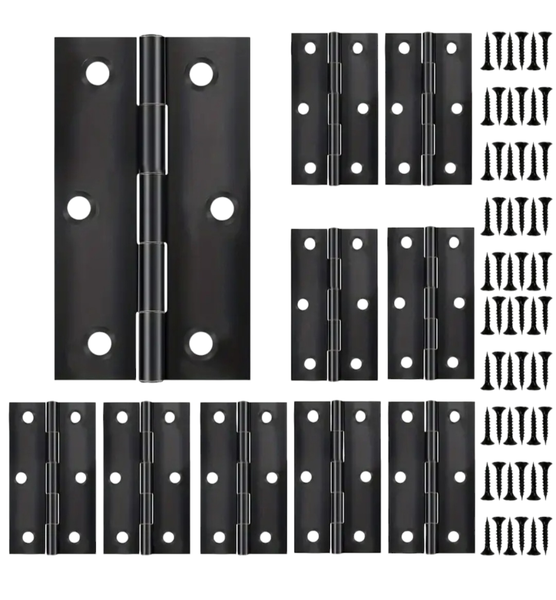 10 Pcs Stainless Steel Matte Black Door Hinges with Screws