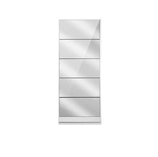 5 Door Stackable Shoe Storage Cabinet with Mirror in Black