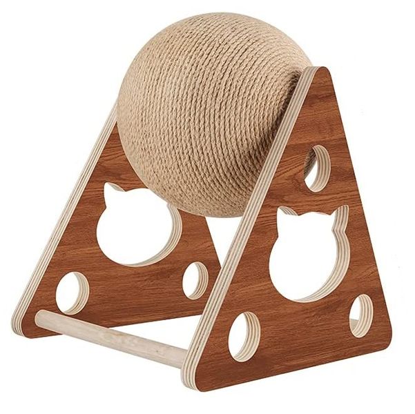 UrbanPets - Rotating Sisal Cat Scratching Ball Interactive Cat Scratcher