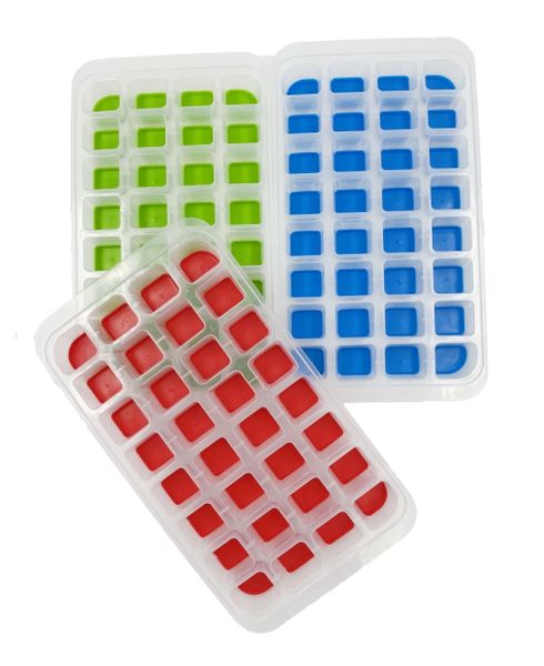 Elegant 3pcs Large Ice Tray Pop-Out Silicone Base - 32 Cubes