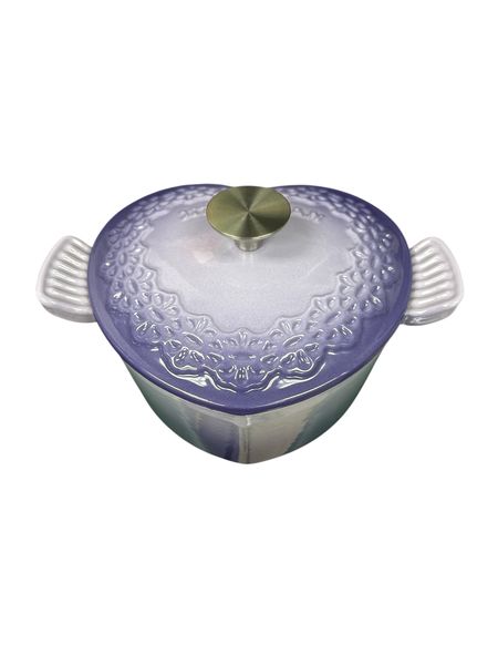 Heart Cast Iron Enamel Casserole Pot-Purple