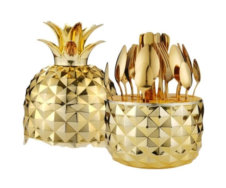 Gold Stainless Steel Dinnerware Set 24-Piece