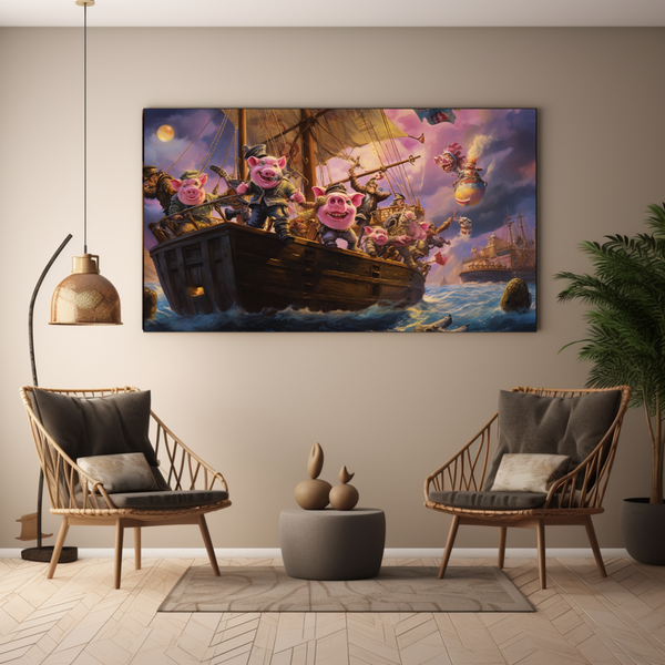 Canvas Wall Art - Piggy Pirate Party - BK0096