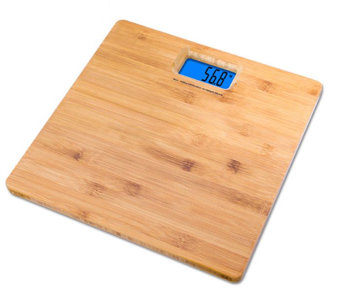 Digital Display Bamboo Finish Bathroom Body Scale