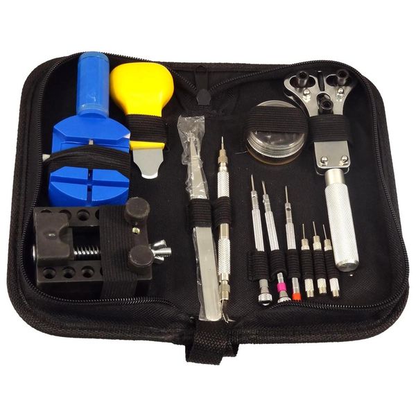 13 pc Watch Repair Tool Kit Zip Case With Battery Opener Link Pin Remover