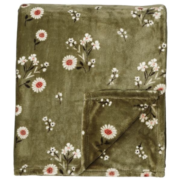 King Plush Blanket 274cm - Floral Green