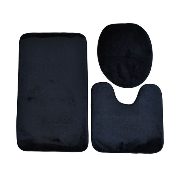 Cape Art Memory Foam 3 Piece Bath Mat Set - Black