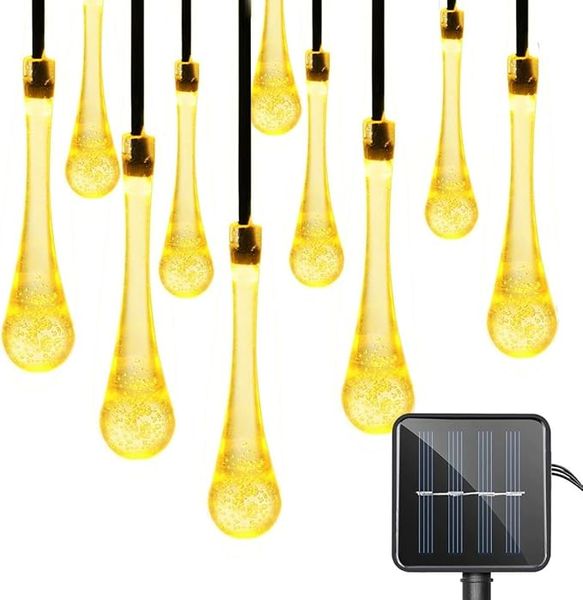 Solar String Lights Outdoor Waterproof Teardrop Water Drop Solar Lights
