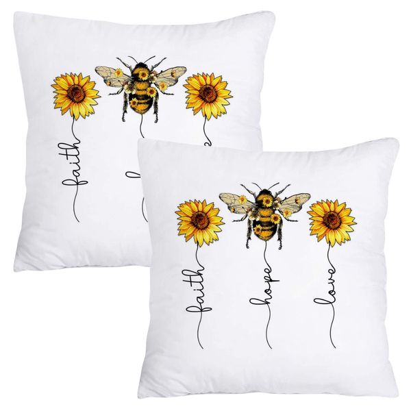 Scatter Cushion Cover Set (50cmx50cm) - Faith, Hope, Love bee