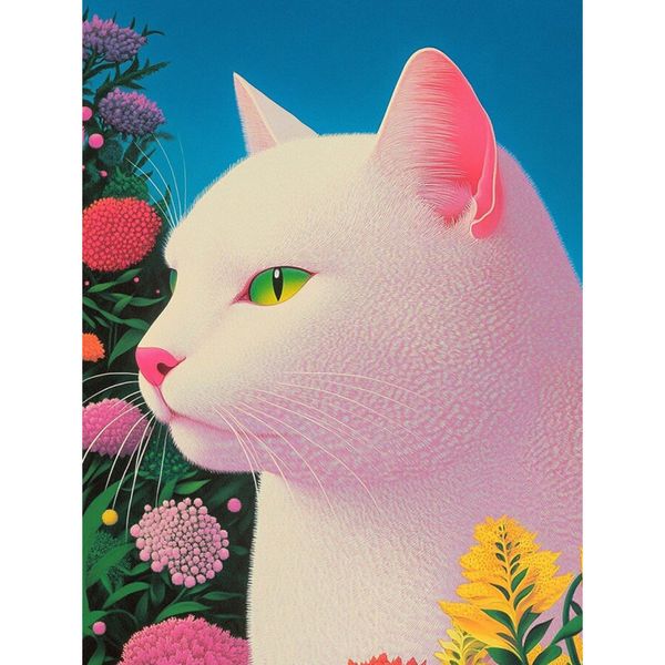 Fantasy Cat Diamond Painting Kit: 5D Full Drill, Sparkling Cat