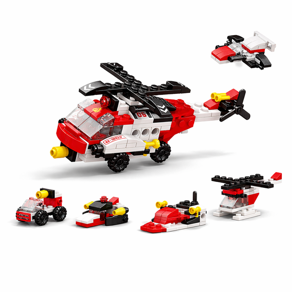117 Pieces -Rescue Helicopter Building Block Set - Red