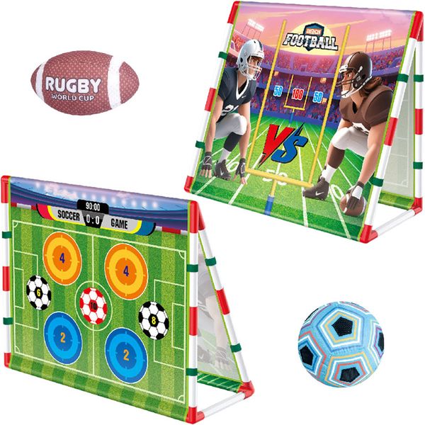 2 In 1 Soccer Rugby World Cup Training Goal Sports Kids Toy Gift For Boy